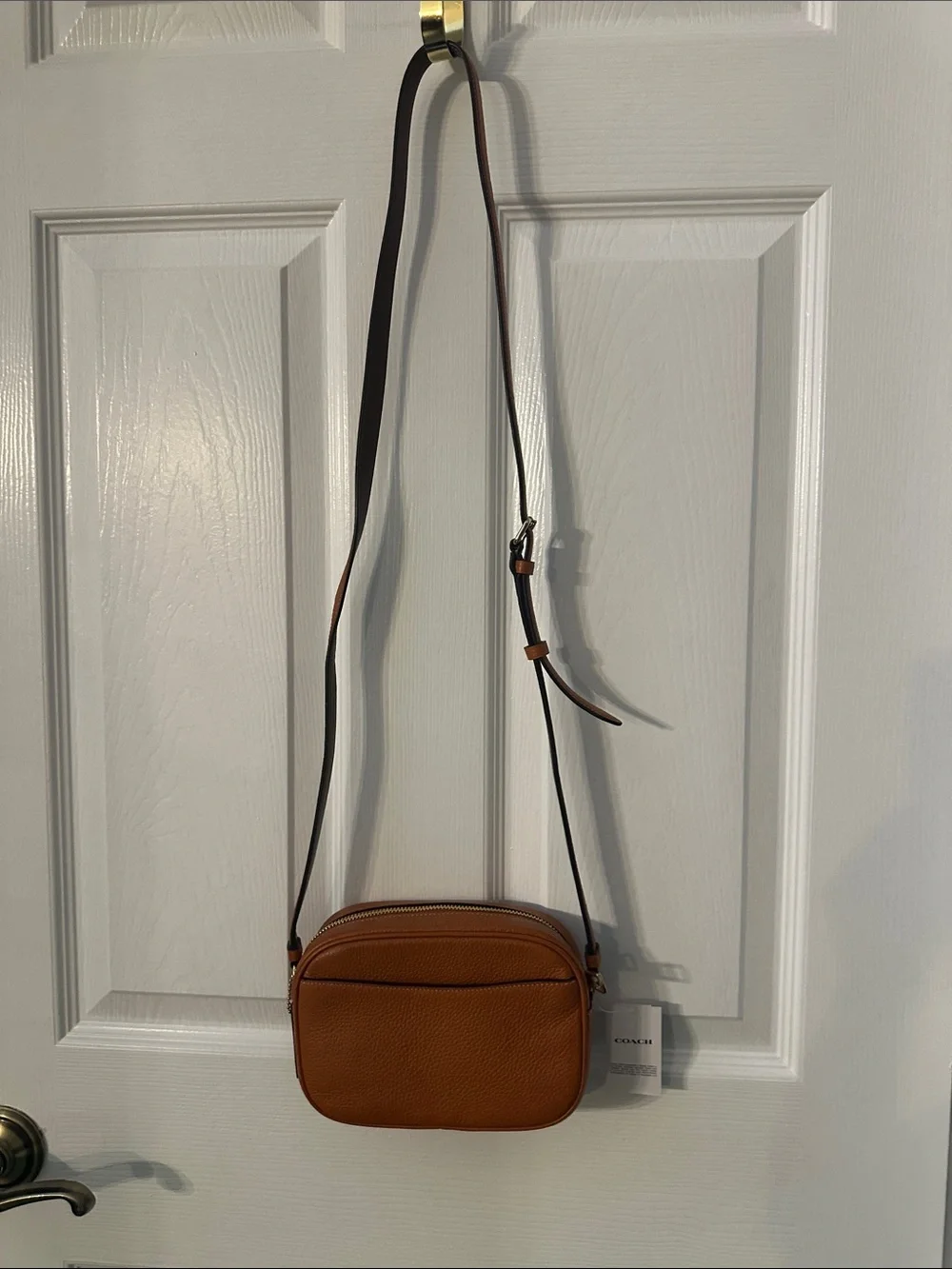 Coach Brown Pebbled Leather Crossbody Mini Camera Bag